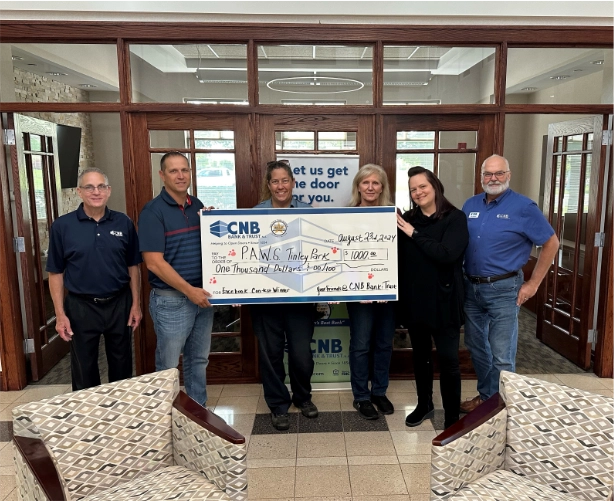 CNB presents check to People’s Animal Welfare Society of Tinley Park